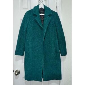 Express Women’s Green Long Wool Blend Boucle Coat - Size XXS Petite
